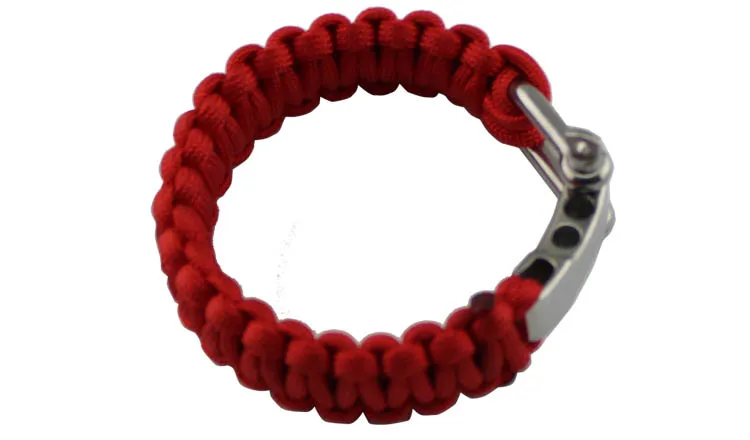 Red with D Shackle Регулируемая пряжка для выживания, браслет из Паракорда, нержавеющая сталь, бант/D, сережка, Паракорд, дорожные наборы, замок, походные инструменты, 1 шт - Цвет: Red with D Shackle