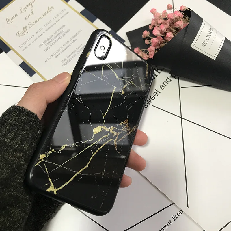 OTO-ALTER 2018 Новая мода мрамор закаленное galss ТПУ чехол для iPhone X/6/6s/6plus/6s plus/7/8/7 plus/8 plus |