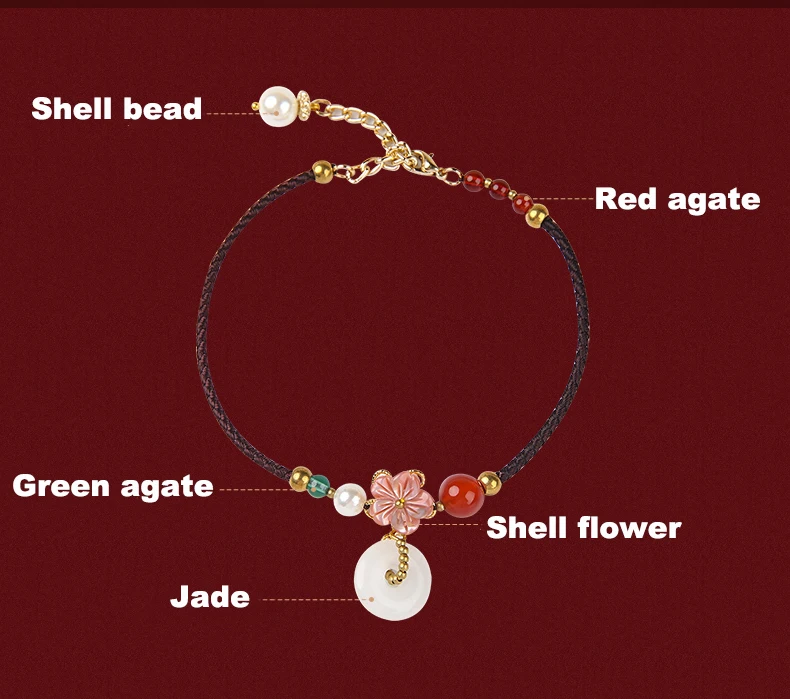 Ethnic Handmade Shell Bead Green Red Stone Flower Anklet Rope Unique Foot Ornaments Zinc alloy Female Accessories JL-190309 | Украшения и