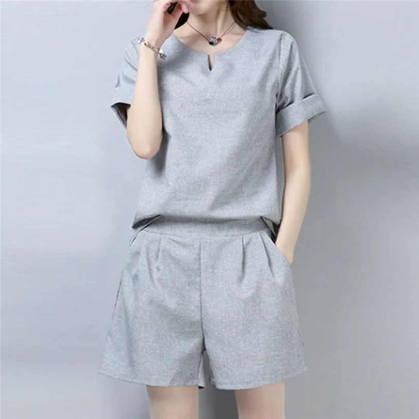 Женская футболка и шорты комплект из 2 предметов летний свободный костюм с
