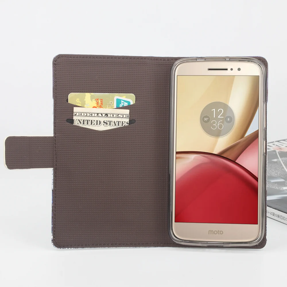 Чехол HongBaiwei для Moto M XT1662 модный кожаный бумажник с узором бабочки девочек чехол