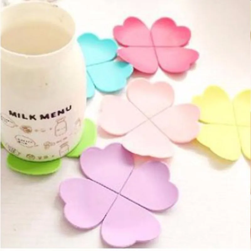 4 шт. цветок Форма циновка чашки Милые силиконовые Настольный коврик для
