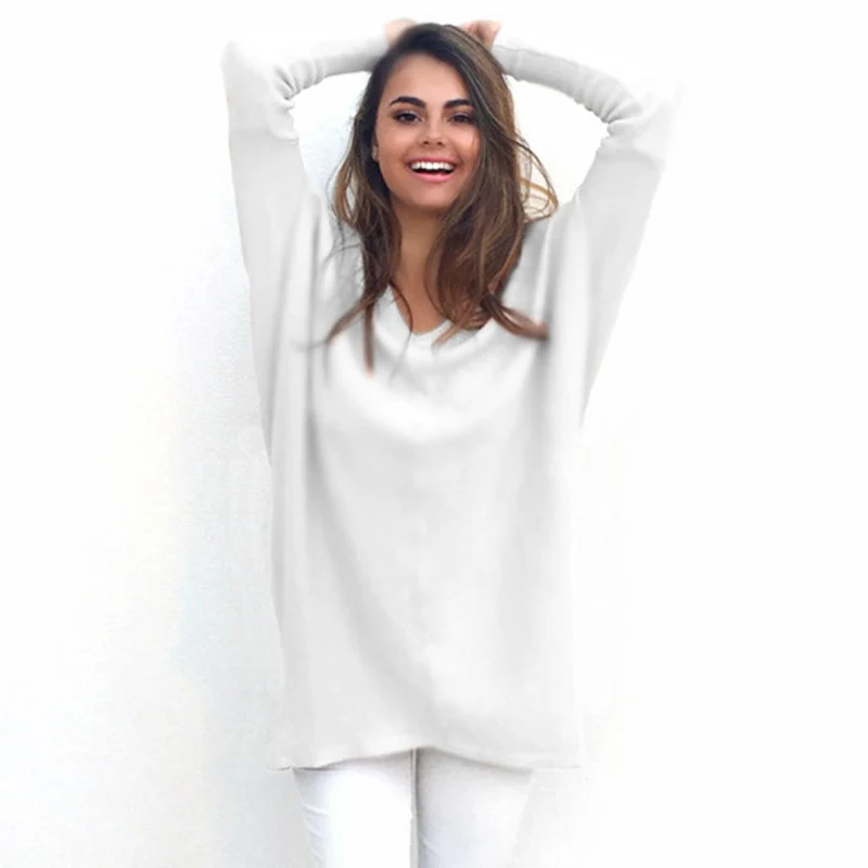 

Newly Autumn Winter Sweater Women V-Neck Pullovers Knitted Sweater Loose Long Sleeves Tops DO99