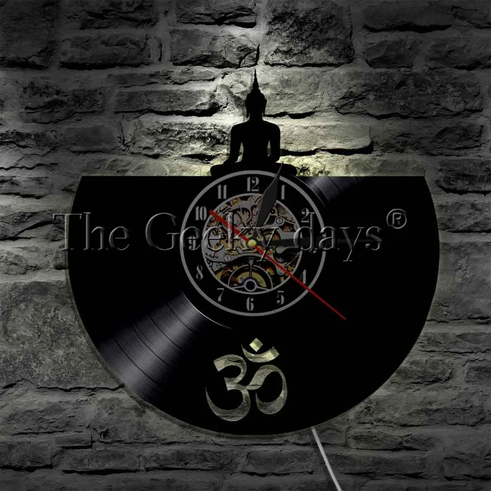  Buddha LED Wall Art Meditating Vinyl Clock Retro Unique Music Record Display Sign | Дом и сад