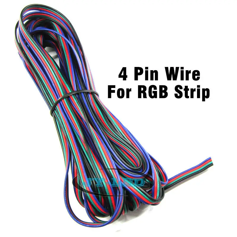 20 метровый 4 контактный RGB кабель 22awg изолированный удлинитель из ПВХ и луженой