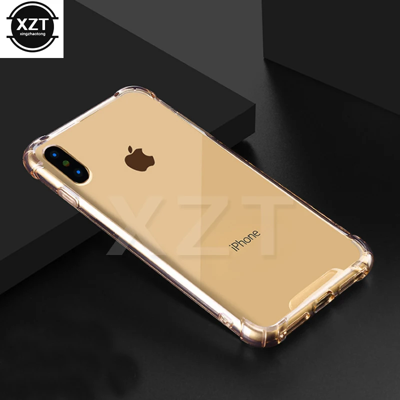Противоударный чехол для iPhone 5S 6s 7 8 plus X прозрачный жесткий телефона из ПК задняя