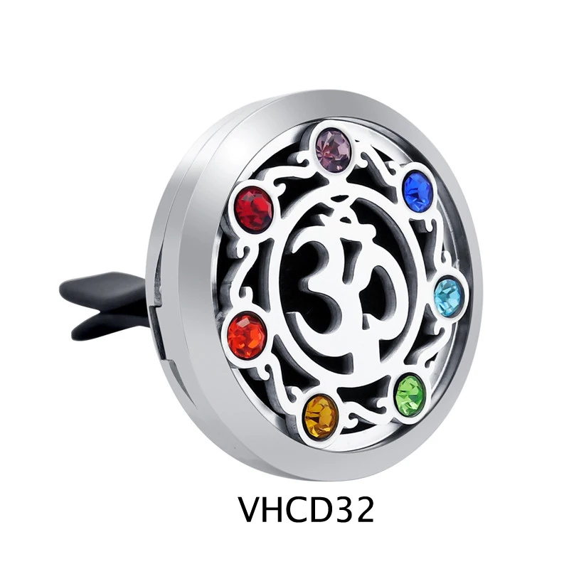 VHCD32 30 мм чакра дизайн ароматерапия автомобильные медальоны эфирные масла Нержавеющая Сталь автомобильный диффузор медальон с подушечками Прямая поставка - Окраска металла: VHCD32