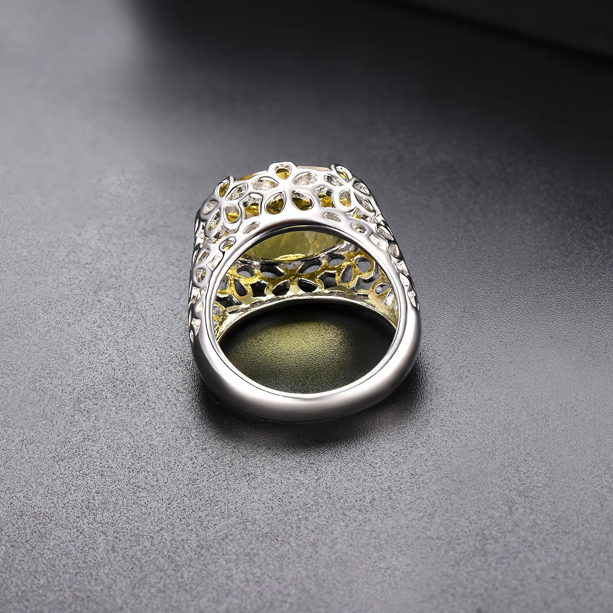 Hutang 8.60ct лимонный кварц обручальное кольцо натуральный драгоценный камень 925 пробы серебряные кольца изящные элегантные ювелирные изделия для женщин подарок