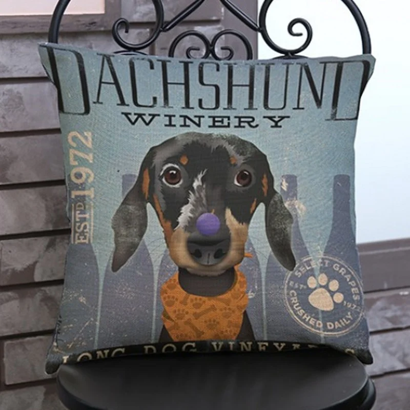 Винтажная такса черная серая коричневая собака щенок с гарнитурой домашний