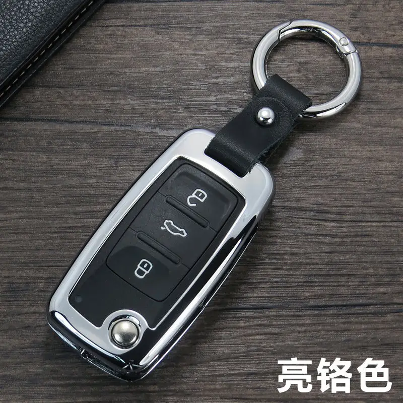 Чехол из цинкового сплава для ключей автомобиля, чехол для VW Golf Bora Jetta POLO GOLF Passat для Skoda Octavia A5 Fabia для сиденья Ibiza Leon - Название цвета: E