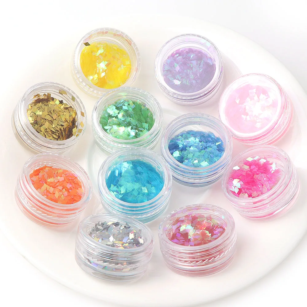 1 коробка 3D лазер смешанный Блеск для ногтей блестки Сверкающие Красочные хлопья DIY Шарм украшения