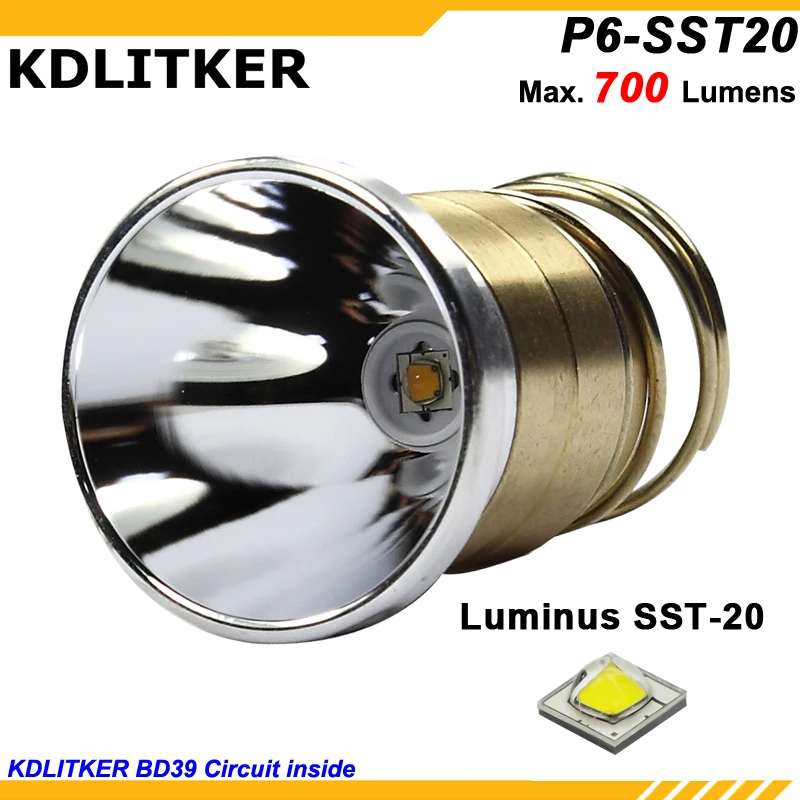 KDLITKER P6 SST20 Luminus SST 20 700 Lumens 3V 9V P60 Drop in (Dia. 26 5 мм)|Фонарики и осветительные приборы| |