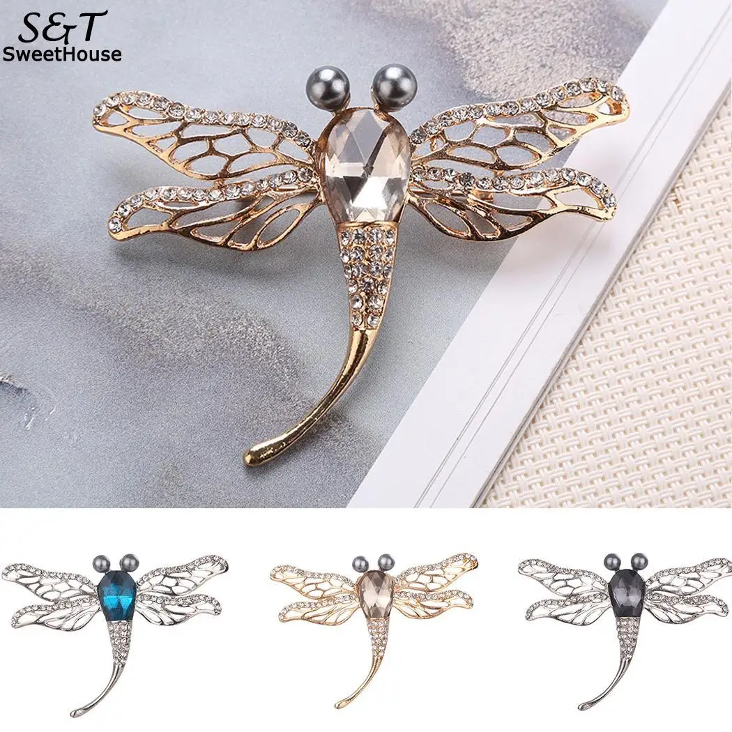 Dragonfly Fashion Hollow Rhinestone Women Shape Brooch | Украшения и аксессуары
