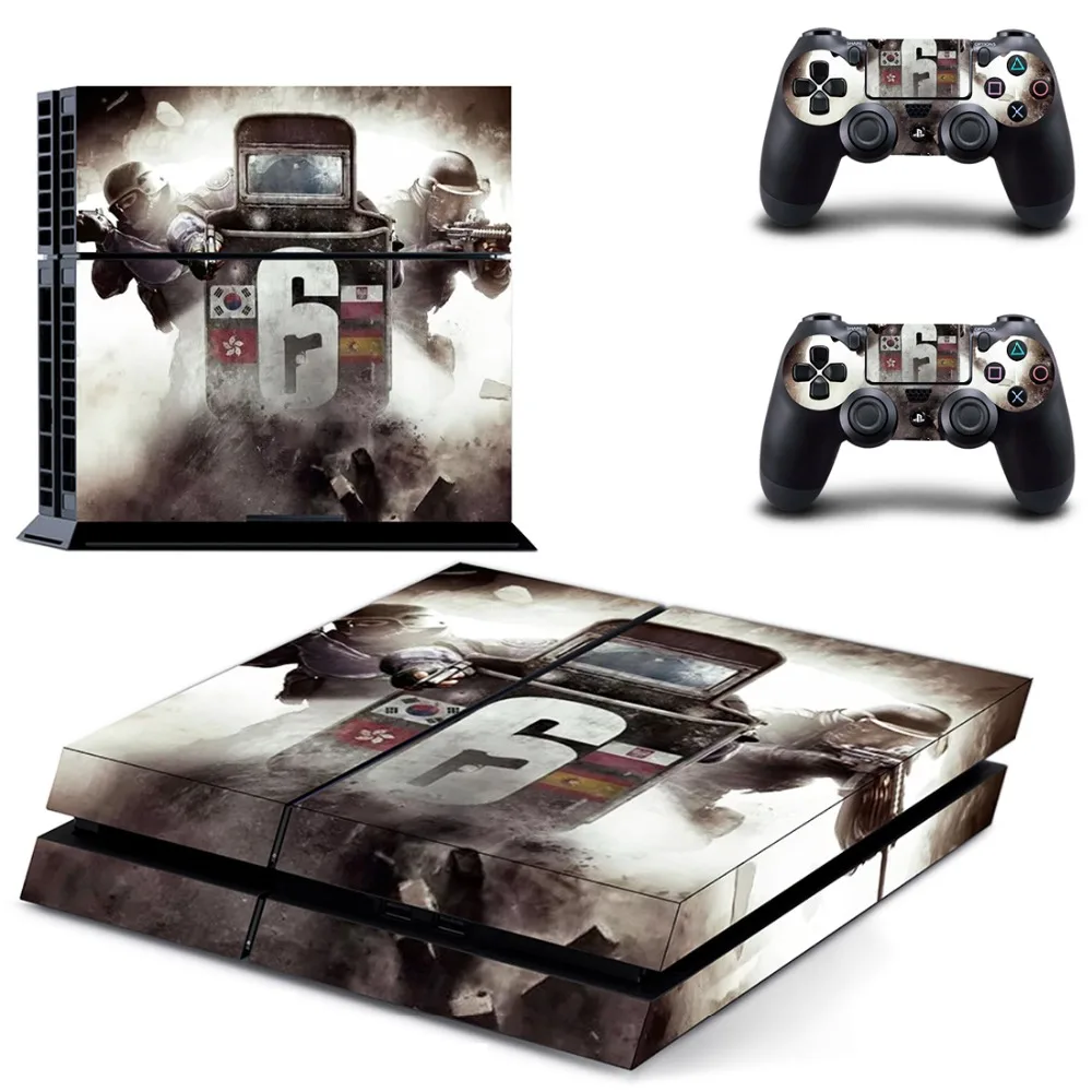 Виниловая наклейка с эффектом радуги Six Siege для консоли Sony Playstation 4 и 2 контроллеров