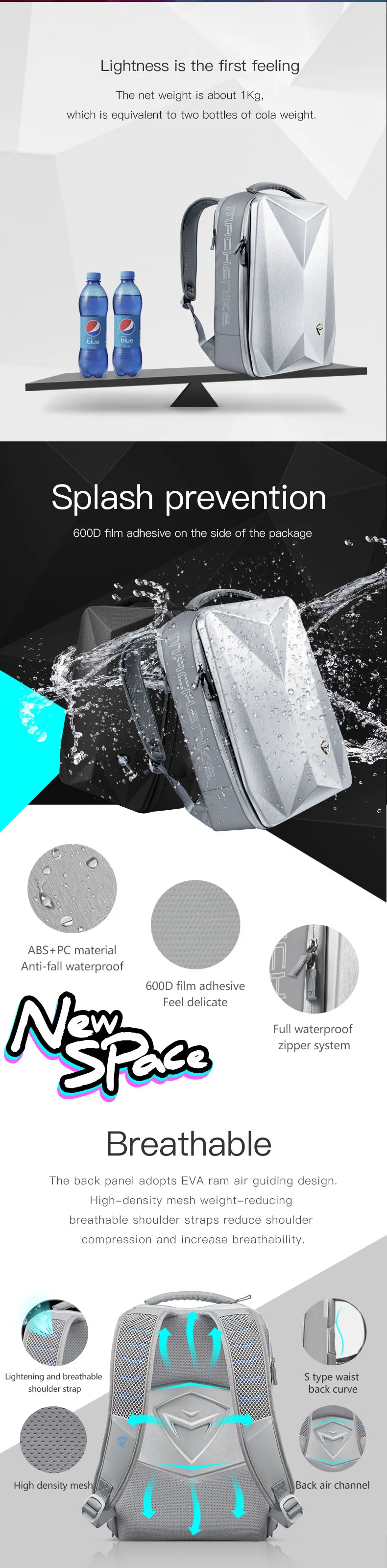 MACHENIKE waterproof laptop bag backpack 15.6-17.3 inch notebook 15-17 inch computer bag USB for Dell ASUS backpack