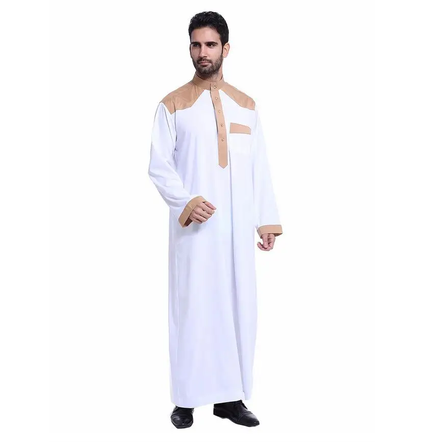 4 Мусульманское платье для мужчин abaya moroccan Дубай турецкое платье Thawb Caftan модное лоскутное белое синее XXXL - Цвет: 4