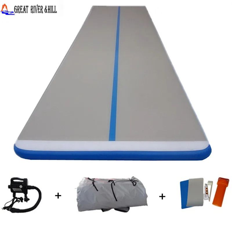 

Great river hill fitness mat inflatable air track use for water blue 10m x 1.8m x 0.1m