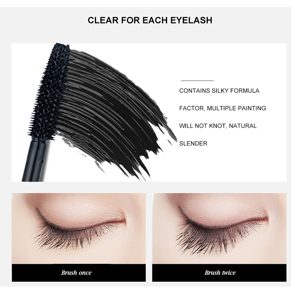 Yanqina Черная тушь для ресниц силиконовая кисть водостойкая удлиненная Толстая