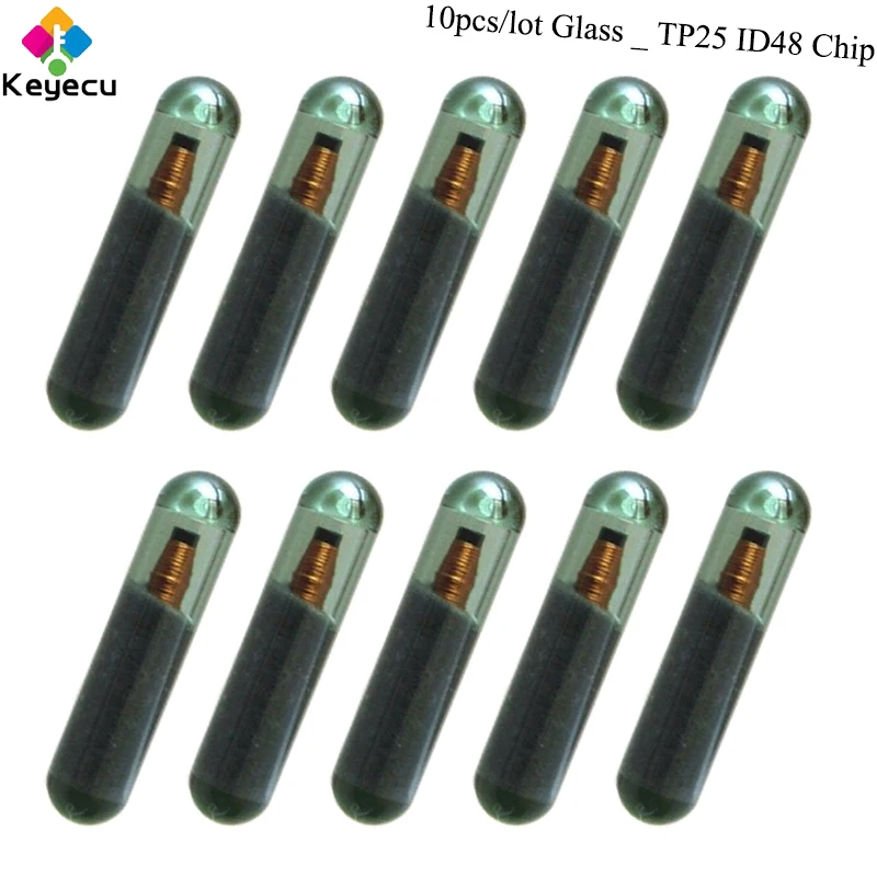 

KEYECU 10PCS/Lot Replacement Transponder Chip - TP25 ID48 Chip - FOB for Audi A2 for Volkswagen - Pre-programmed Made Of Glass