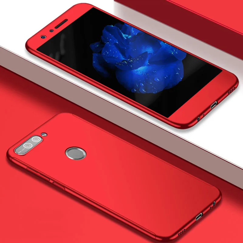 360 Полное покрытие чехол для Huawei Y7 Prime 2018 Y9 задняя крышка Funda с закаленным стеклом