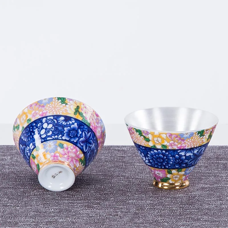 50ml Jingdezhen Porcelain Teacup Hand Painted Enamel Pattern Silver Drinkware Office Tea Ceremony Master Bowls Cups Gift | Дом и сад