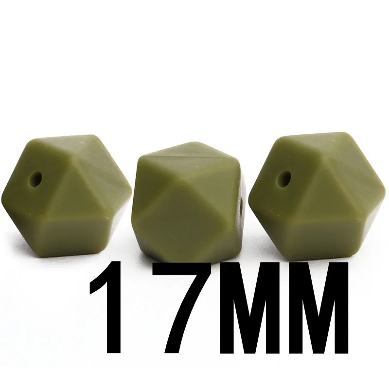 49Army green 50 шт. Силиконовые Прорезыватели для зубов шестигранные 17 мм жевательное ожерелье для кормления Diy ювелирных изделий Прорезыватель без BPA бусин для малышей - Цвет: 49Army green