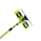 Вращающийся инструмент для очистки стекла, двусторонний телескопический стержень, скребок для мытья окон, скребок для стекла с длинной ручкой, щетка, силиконовый скребок