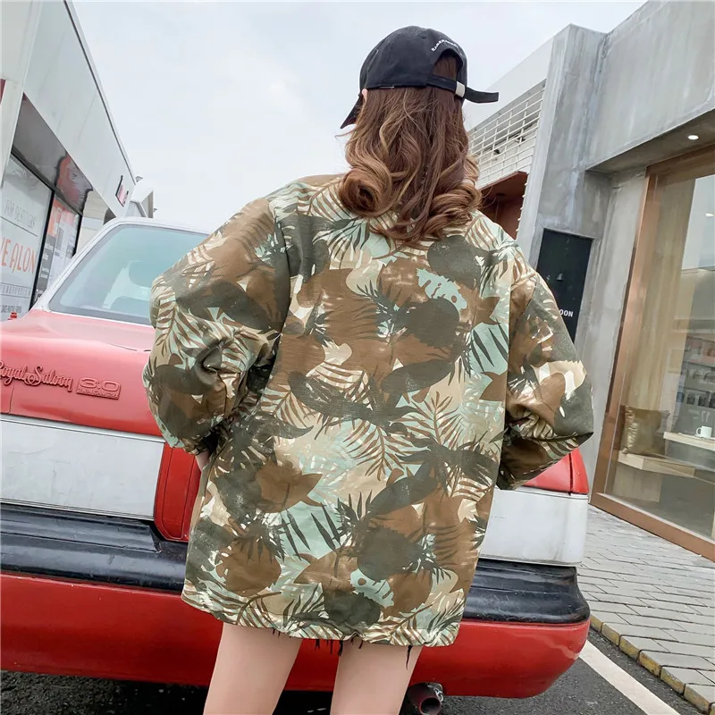 Женское пальто свободного покроя камуфляжная куртка Harajuku двусторонняя верхняя