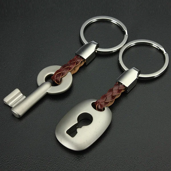 

Metal Silver Creative-design Lock Key Couple Keychain Key Chain Ring Keyring Key For Lover Gift