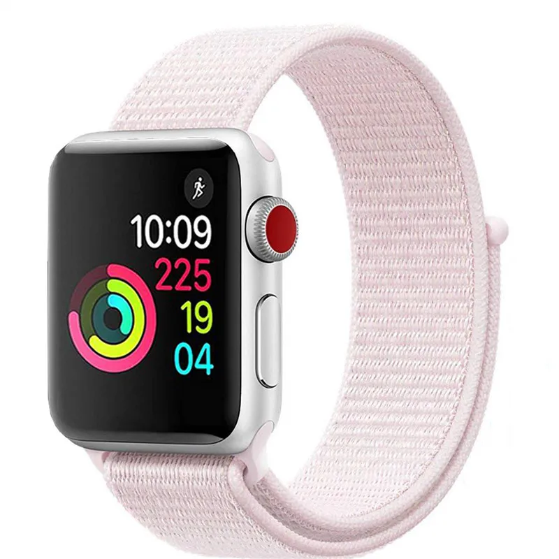 Pearl powder Нейлоновая петля, ремешок для Apple Watch, ремешок 44/42/40/38 мм Спортивная дышащая correa в едином положении во время занятий легкой атлетикой, браслет на запястье для наручных часов Iwatch, 4/3/2/1 аксессуары - Цвет ремешка: Pearl powder