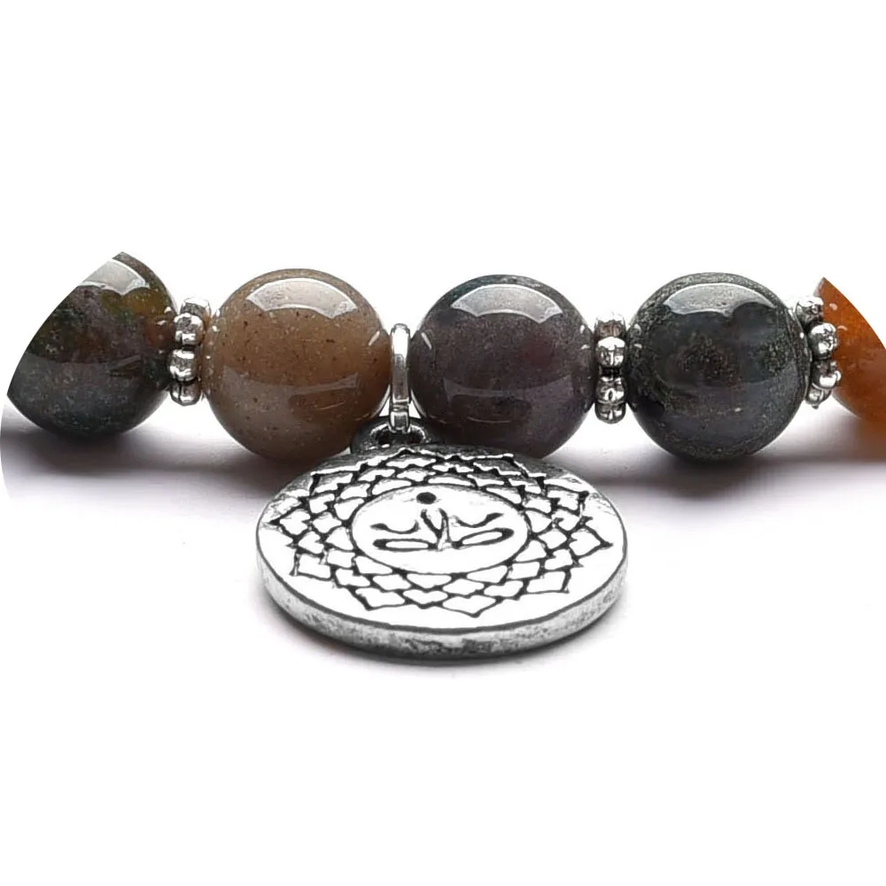 SEVENSTONE рейки модный трендовый 8 мм натуральный камень Йога Медитация маленькие снежинки бусины браслет подарки для женщин
