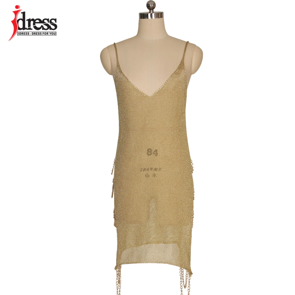 IDress новые дешевые летние облегающий силуэт сексуальная прозрачная Спагетти