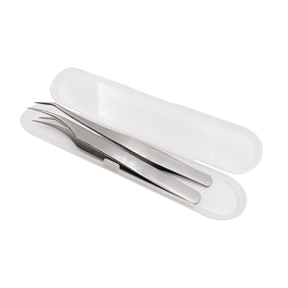 2pcs Stainless Steel Extension Lashes Tweezers Tools for 3D 6D Volume Mink Eyelash | Красота и здоровье