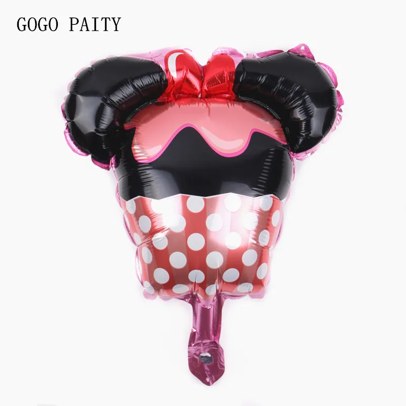 GOGO PAITY New Minnie modeling ice cream cake aluminum foil balloon baby birthday party decorations | Дом и сад