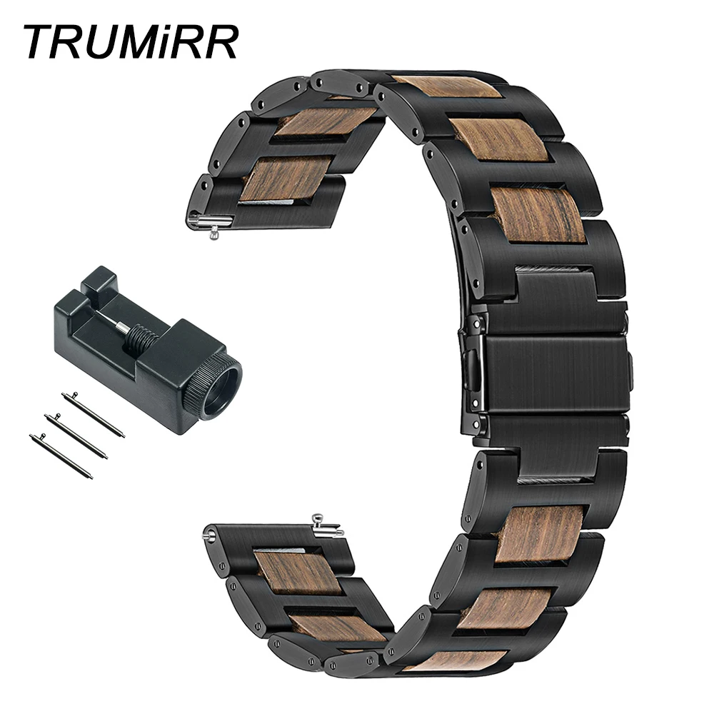 Ремешок для часов из натурального дерева и нержавеющей стали вектора Garmin Fenix Chronos