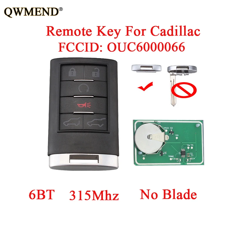 QWMEND 6 кнопок дистанционного запуска ключа без для Cadillac Escalade ESV EXT 2007 2014