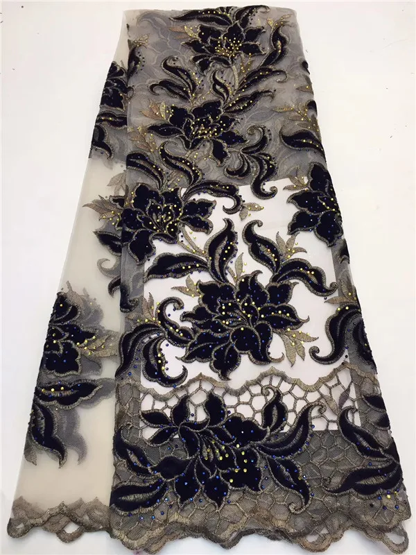 2019 Африканский камни бархат Тюль Кружево Ткань Высокое качество материал