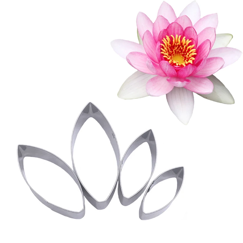 

Wholesale 10 Sets(4 pcs/set) Water Lily Petal Set Stainless Steel Candy Biscuit Cookie Cutters Fondant Cake Decorating Tools