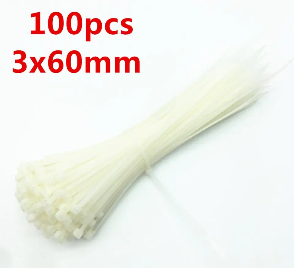 3 x 60mm 100 шт. 3X60/80/100/120/150/200 мм белый черный молоко кабель провод кабельные стяжки самоблокирующиеся Нейлоновые кабельные стяжки - Цвет: 3 x 60mm