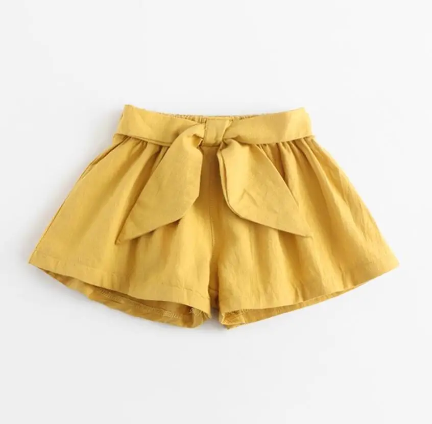 Baby Girls Summer Clothing Girl Shorts Bowknot Solid Short Pants Elastic Waist Cotton Kids Shorts For Girls Khaki Short Pants