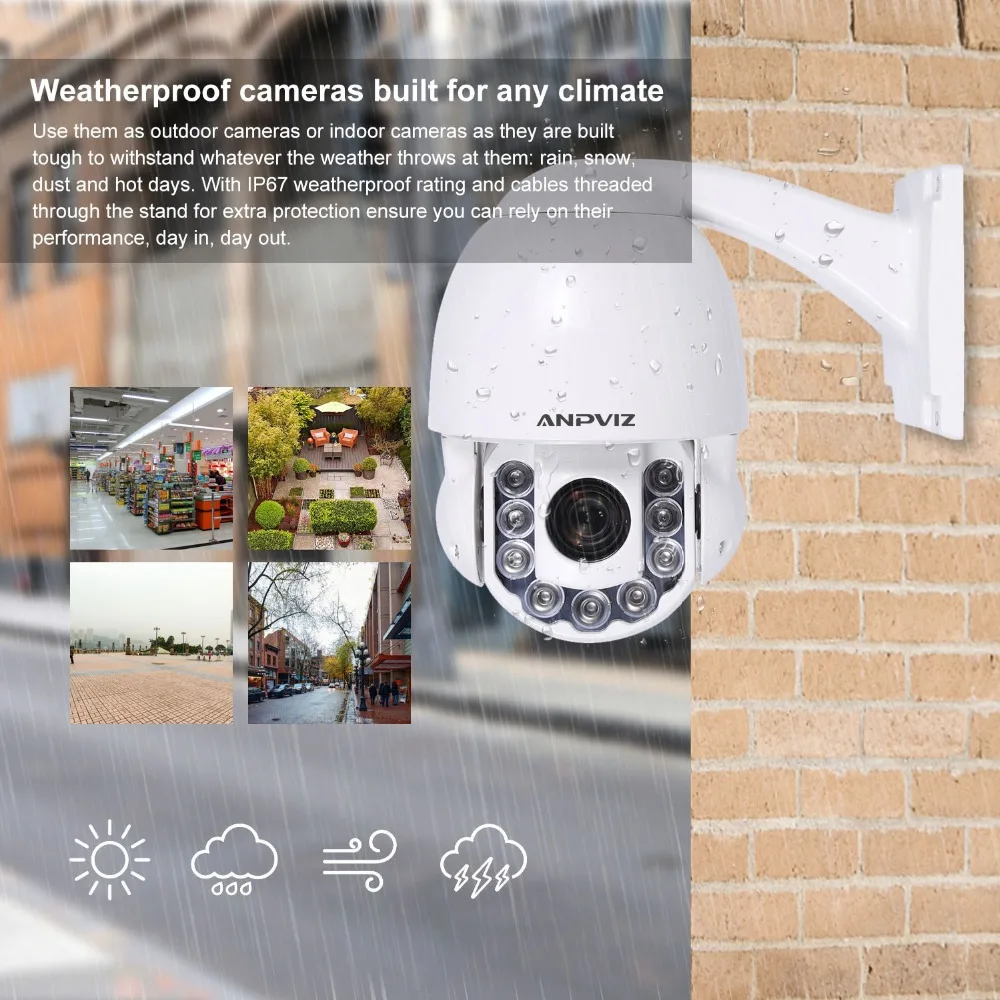 Купольная IP камера Anpviz 1080P 2 МП 8 12 мм 4 кратный зум|Камеры видеонаблюдения| |