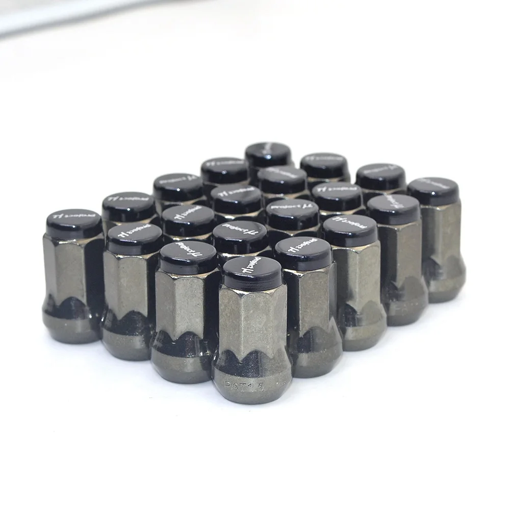 BLACK 20 шт сталь 33 мм M12x1.5 M12x1.25 гоночный автомобиль стальной обод колеса гайки Блокировка колеса гайки - Название цвета: BLACK