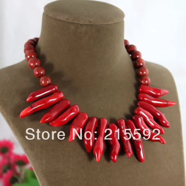 Бесплатная доставка! Чудесные красные подвески из натурального коралла ожерелье