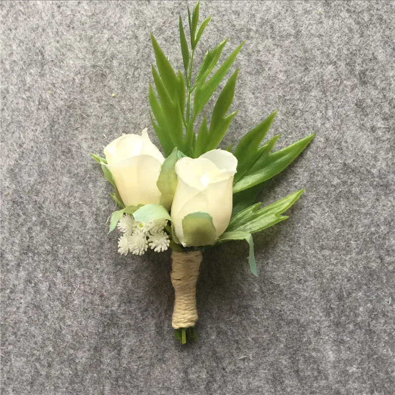 WeddingBobDIY искусственная белая роза свадебная вечевечерние цветок бутоньерка для
