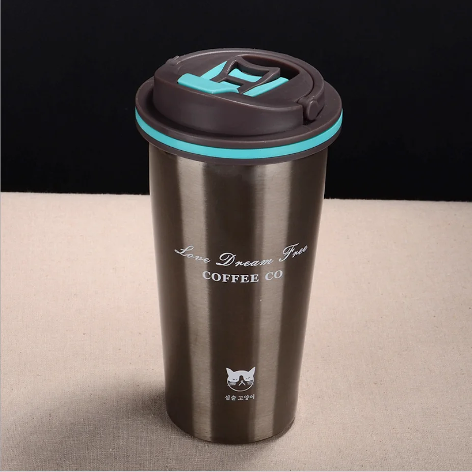 500ML Gray 500 мл Термос кружка кофе чашка с крышкой Термокружка уплотнение нержавеющая сталь термосы Термокружка для автомобиля бутылки для воды - Цвет: 500ML Gray