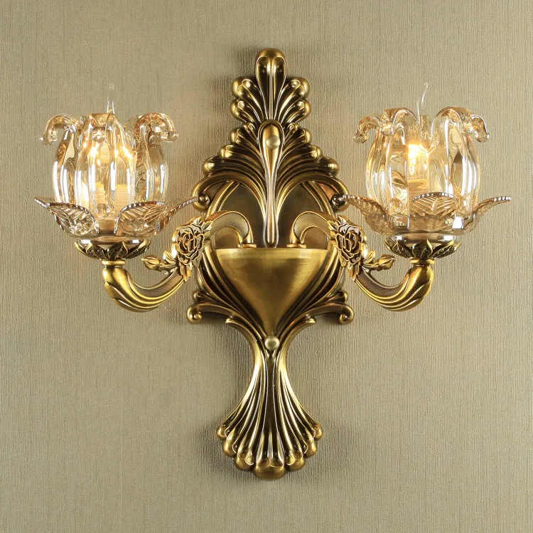 Медная Ретро настенная лампа для гостиной спальни креативная свеча хрустальная