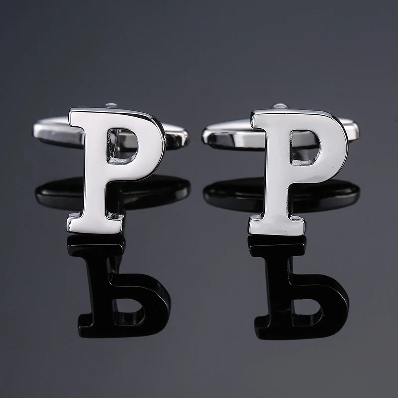 

DY new High grade brand Brass material Silvery letter P Cufflinks Men's French shirt Cufflinks free shipping
