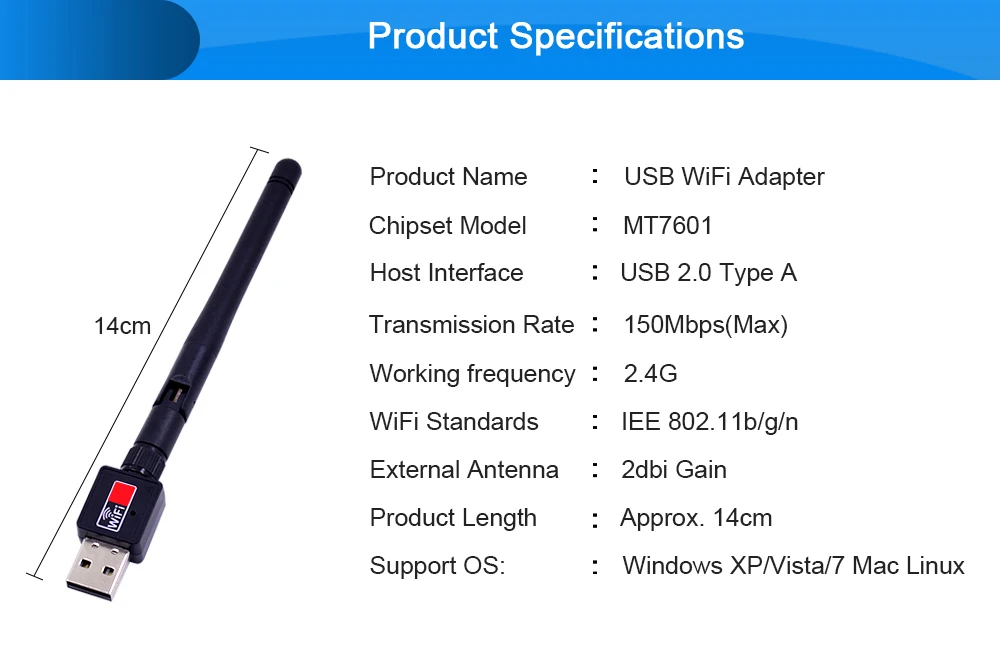 CHIPAL 150 Мбит/с USB WiFi адаптер приемник защитный Мини-ключ Внешняя беспроводная LAN сетевая карта 2,4 ГГц 802.11n/g/b для ПК компьютера