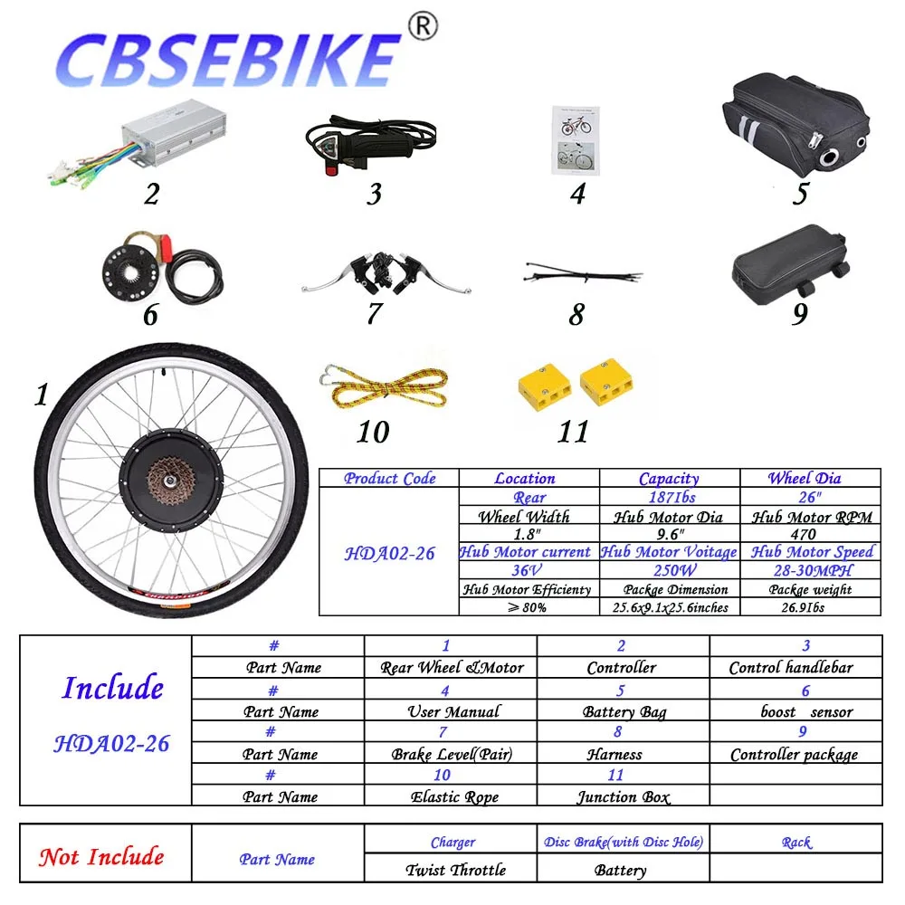 26inch 36v250w HDA2 Ebike заднее колесо высокоскоростной конверсионный комплект 36v250w 36v500w 48v500w 48v1000w 26 дюймов ступица двигателя HDC01-26 - Цвет: 26inch 36v250w HDA2