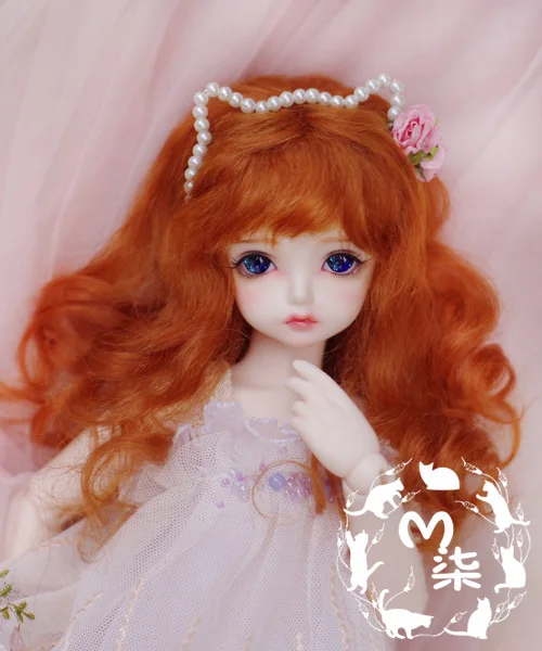 M7-bjd кукольный парик из мохера Рождество 8-9 дюймов 7-8 дюймов 6-7 дюймов 5-6 дюймов 4-5 дюймов 3-4 дюйма 1/3 1/4 1/6 1/8 1/12 блонд, коричневый, красный - Цвет: carrot red